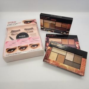 Lot of 3 Maybelline The City Mini Palettes & Kiss Cat Eye All-In-One Kit | NEW!